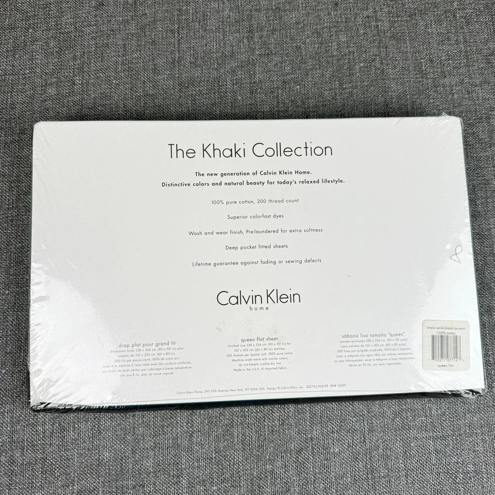Calvin Klein Khaki Collection Queen Flat Sheet Black Currant 100% Cotton New
